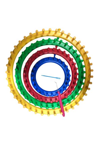ŞENELYÜN Dikişsiz Boyunluk Şapka Örme Kasnak Seti Çap: 14 cm, 19 cm, 24 cm Ve...