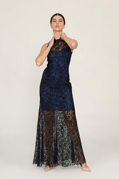 Ceylen Rochie de damă cu guler negru din dantelă