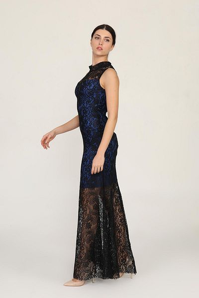 Ceylen Rochie de damă cu guler negru din dantelă