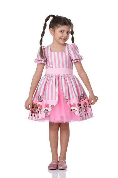 EYLÜL ELİF BUTİK Rochie Lol roz pentru fetiță cu fermoar