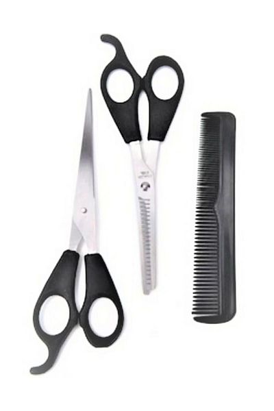 Ayver Hairdresser Set Hair Cutting and Thinning Scissors Comb Barber Scissors Intermediate Scissors Comb Set of 3