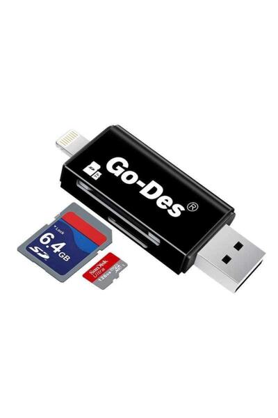 Go-Des Go Des Gd-dk102 Lightning & Micro Usb Veri Aktarımı Sd & Micro Sd Kart...