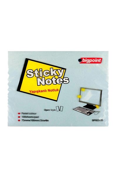 Bigpoint Blue Note Paper - 75X100 Mm, Adhesive, Pack of 12