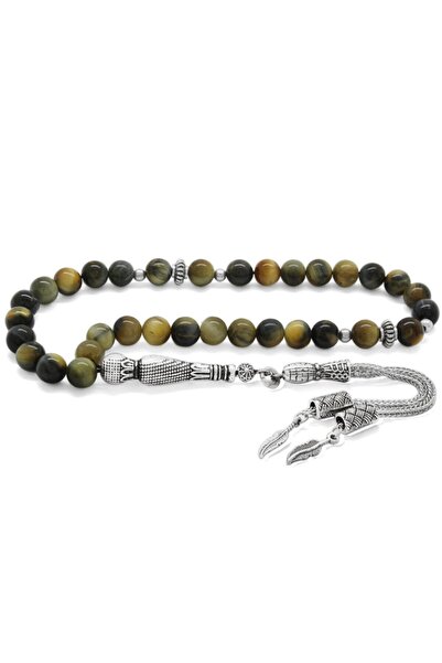 EbruHome Non-Tarnish Metal - Tasseled Globe Cut Natural Stone Turtle Eye Rosary
