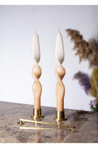 ESHOME Dekoratif 2'li Set Burgulu Şamdan Mumu