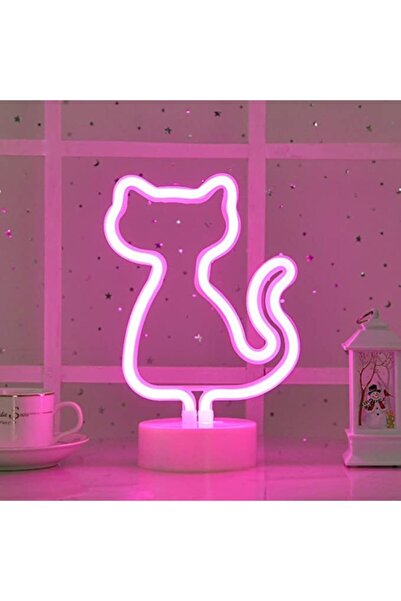 epazzar Pembe Kedi Neon Lamba Usb Ve Pilli Cat Neon Led Işık