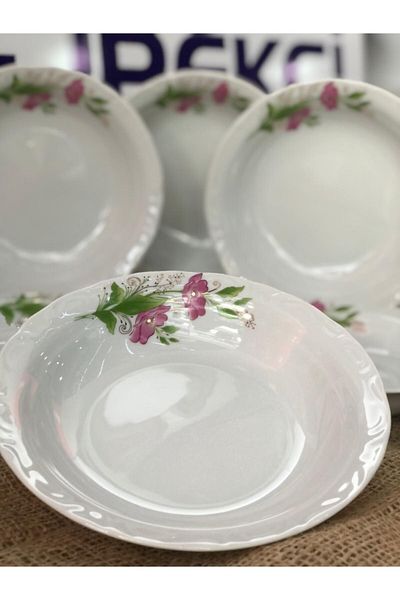 Porland طبق عشاء لال 19 سم 12 قطعة