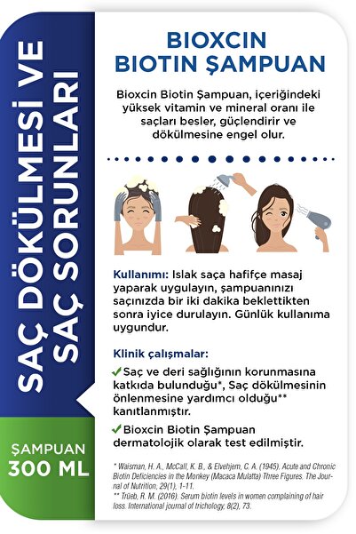 Bioxcin Biotin Saç Dökülmelerine Karşı Saç Bakım Şampuanı 300 Ml