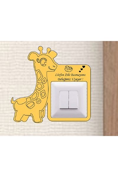 Miana Lazer Wooden Cute Giraffe Please Do Not Ring The Bell Our Baby Is Sleeping Written Chime Socket Warning Ornament Chime Warning