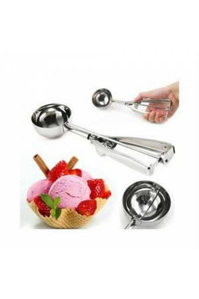 Mercan Triggered Ice Cream Spoon Diameter 5 Cm Stainless Steel