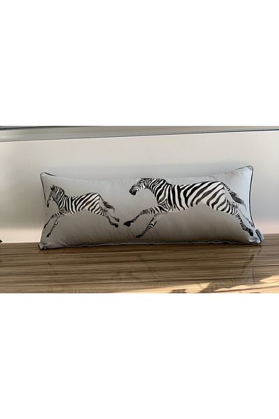 KIRLENTİM E712 Gray Floor Full of Zebra 80*30 Size with Black Piping