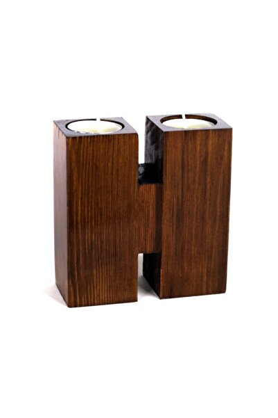 ADF TOPTAN Dekoratif Ahşap Harf Mumluk H-harfi