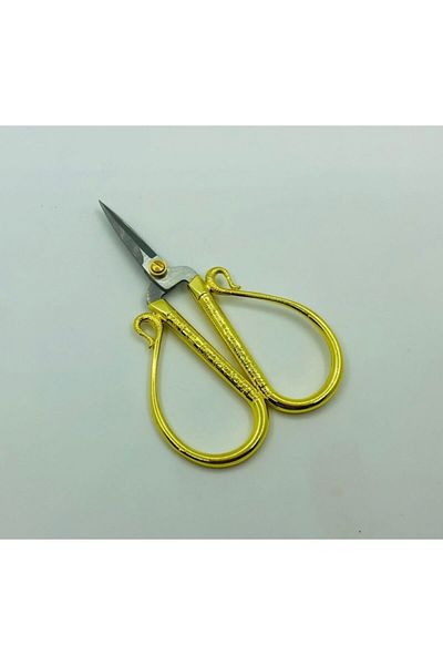 OzanTuhafiye Vintage Sewing Embroidery Promise Engagement Scissors Swan Shaped M13 Gold