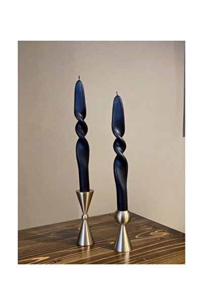 ESHOME Dekoratif 2'li Set Burgulu Şamdan Mumu