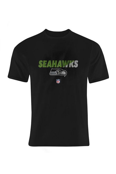usateamfans Ανδρικό μαύρο μπλουζάκι Seattle Seahawks με διάτρηση