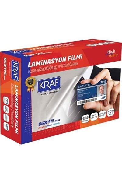 KRAF Laminasyon Filmi Parlak 85x115mm 125 Mic 100'lü 2128