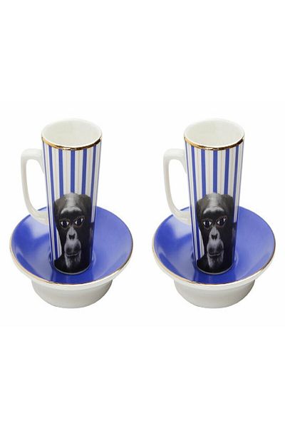 Porland Wild Life Monkey Coffee Cup with Saucer 75cc Set of 2