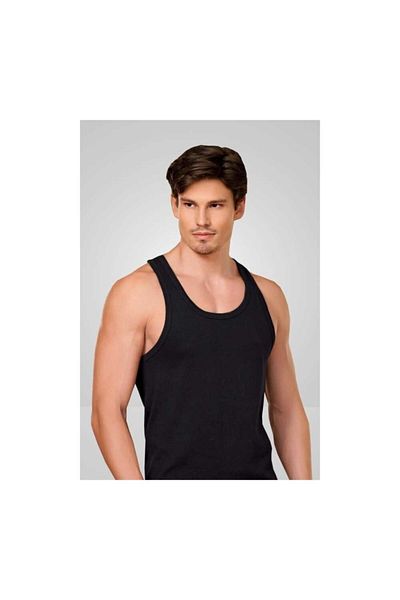 Berrak Men's Rib Rambo Black Tank Top 3-Piece