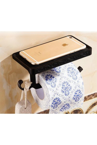 Hedi's Home Black Toilet Paper Mobile Phone with Shelf