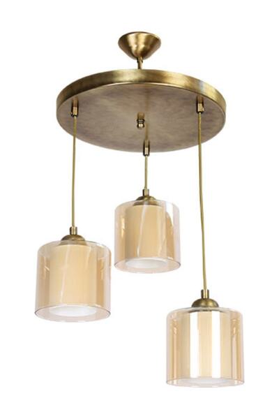 AVİZEVİ Aydınlatma Salon Oda Mutfak Dekoratif Eskitme Modern Camlı Lavin 3'lü Sarkıt Avize