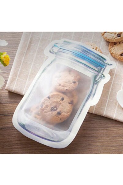 morponi 5 Large Size Jar Appearance Ziplock Storage Bag Blue 600 ml