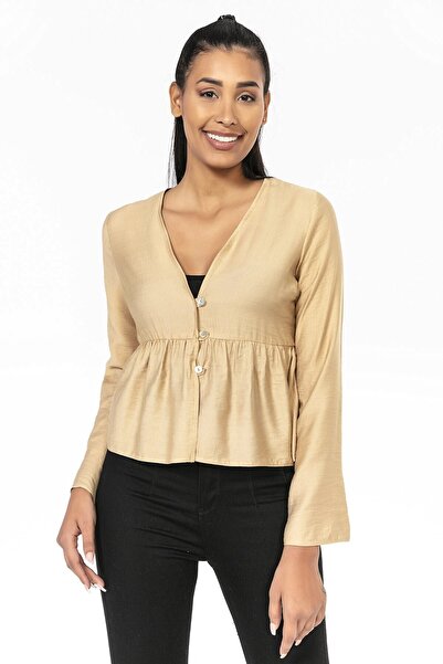 DISENTIS MODEST Бежеве жіноче болеро - іспанські рукави, застібка спереду, коротке