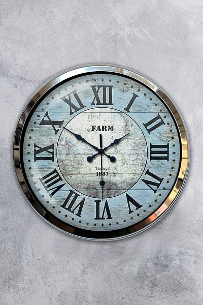 Kasva Concept Cadou 40 Cm Ceas de Perete Fermă Metal Cromat