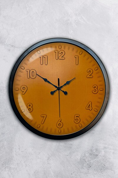 AİB STORE هدية ساعة حائط معدنية سوداء برتقالية مقاس 40 سم