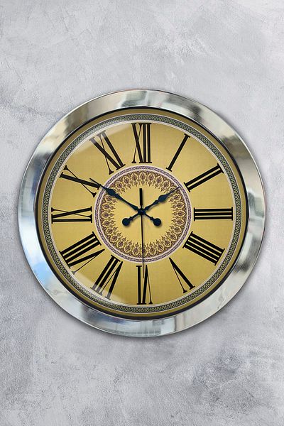 Kasva Concept Gift 36 cm Chrome Metal Roman Numeral Wall Clock
