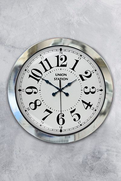 Kasva Concept Gift 36 cm Chrome Metal Classic Wall Clock