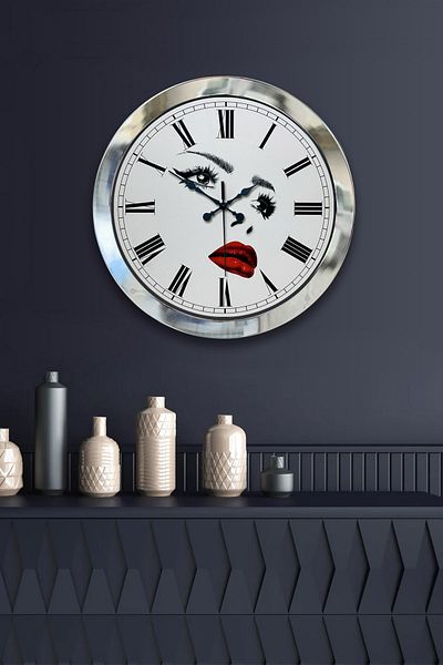 Kasva Concept Gift 36 cm Chrome Metal Beauty Salon Wall Clock