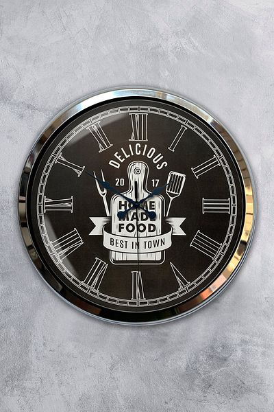 Kasva Concept 40 cm Chrome Metal Kitchen Wall Clock