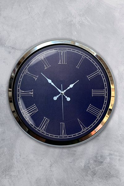 Kasva Concept Gift 40 cm Chrome Metal Blue Wall Clock