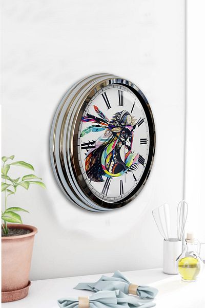 Kasva Concept 40 cm Chrome Metal Modern Art Wall Clock
