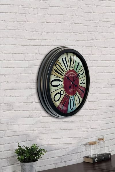 Kasva Concept Gift 40 cm Black Metal Bordeaux Wall Clock