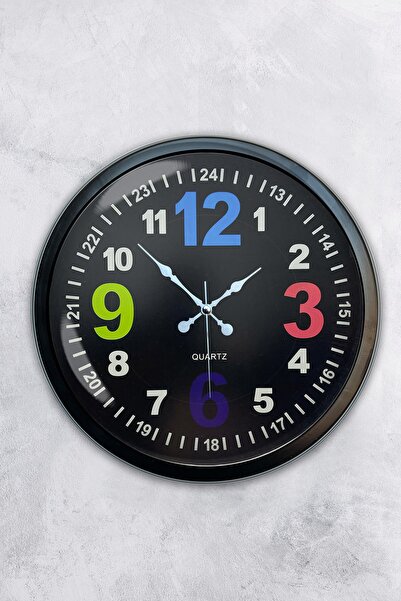 Platin Saat هدية ساعة حائط معدنية سوداء مقاس 40 سم مقاس 13-24