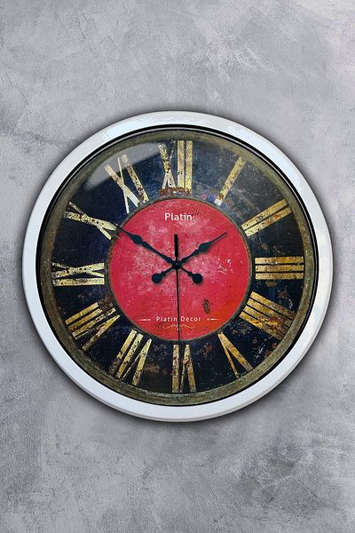 Kasva Concept Cadou 40 Cm Metal Alb Roșu-negru Ceas de Perete