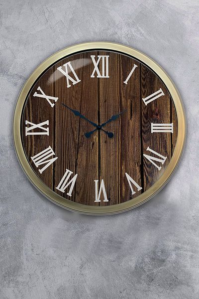 Kasva Concept Ceas de perete din lemn din metal antic de 40 cm