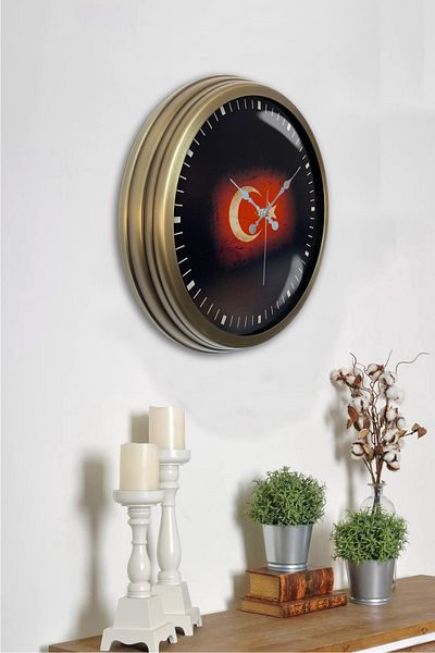 Kasva Concept 40 cm Antique Metal Turkish Flag Wall Clock