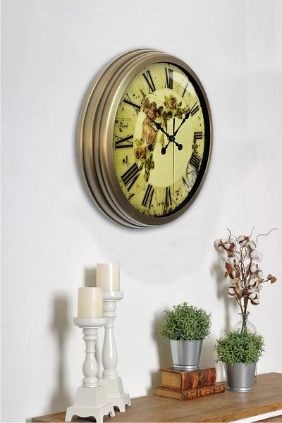 Kasva Concept Gift 40 cm Antique Metal Nostalgia Wall Clock