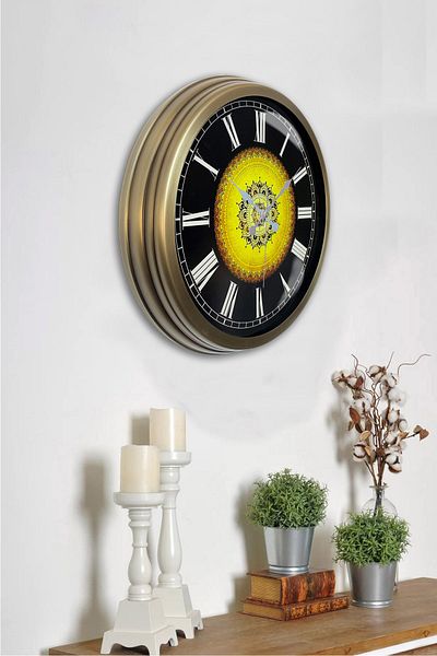Kasva Concept Gift 40 cm Antique Metal Ottoman Pattern Wall Clock
