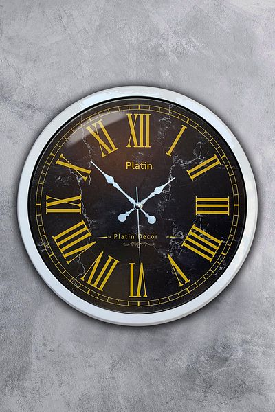 Kasva Concept Gift 40 cm White Metal Yellow Roman Numeral Wall Clock