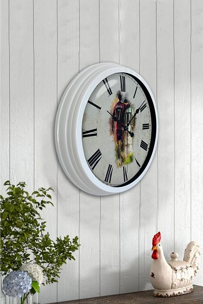 Kasva Concept Gift 40 cm White Metal Ronaldo Messi Wall Clock