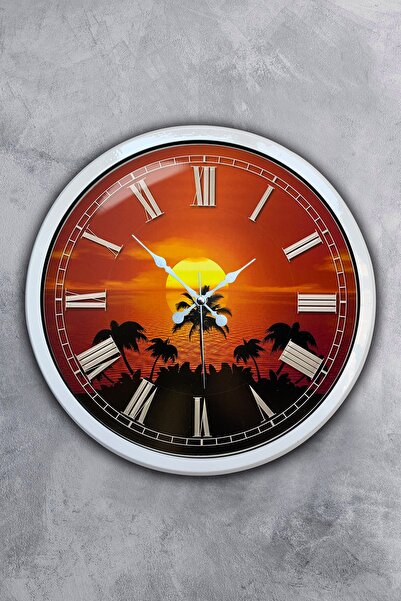 Platin Saat هدية ساعة حائط معدنية بيضاء مقاس 40 سم لغروب الشمس