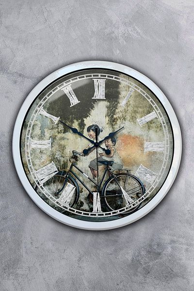 Kasva Concept Gift 40 cm White Metal Bicycle Wall Clock