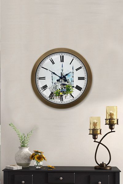 Kasva Concept Antique Metal Sultanahmet Themed Wall Clock 36cm
