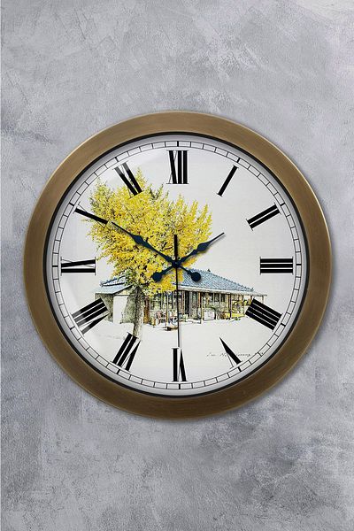 Kasva Concept Gift 36 cm Antique Metal Landscape Wall Clock