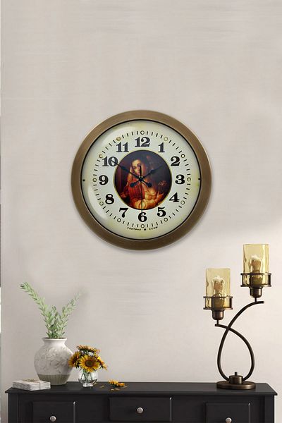 Kasva Concept Antique Metal Painting Women's Wall Clock 36 cm