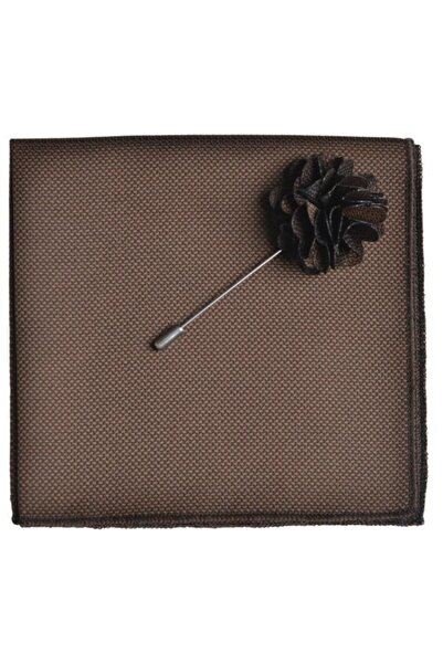 Brianze Мъжки комплект цветя с кафява вратовръзка и яка с яка