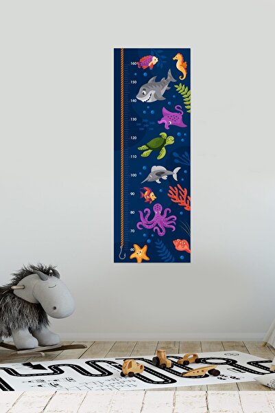 Echo Home Deniz Hayvanları Temalı Çocuk Odası Boy Ölçer Duvar Sticker